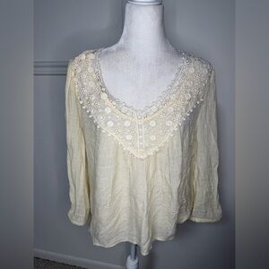 Spense Cream Lace Accent Blouse size L